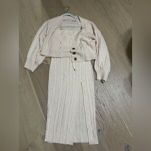 Knit Three-Piece Set in Cream size small